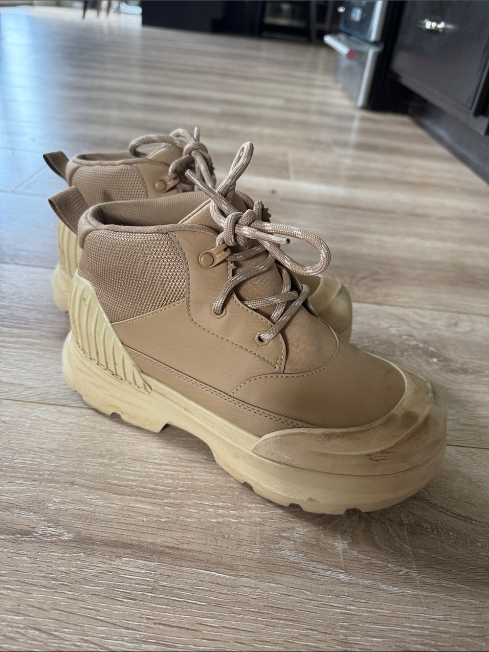UGG Women's Lace-Up Chunky Platform Boots in Tan